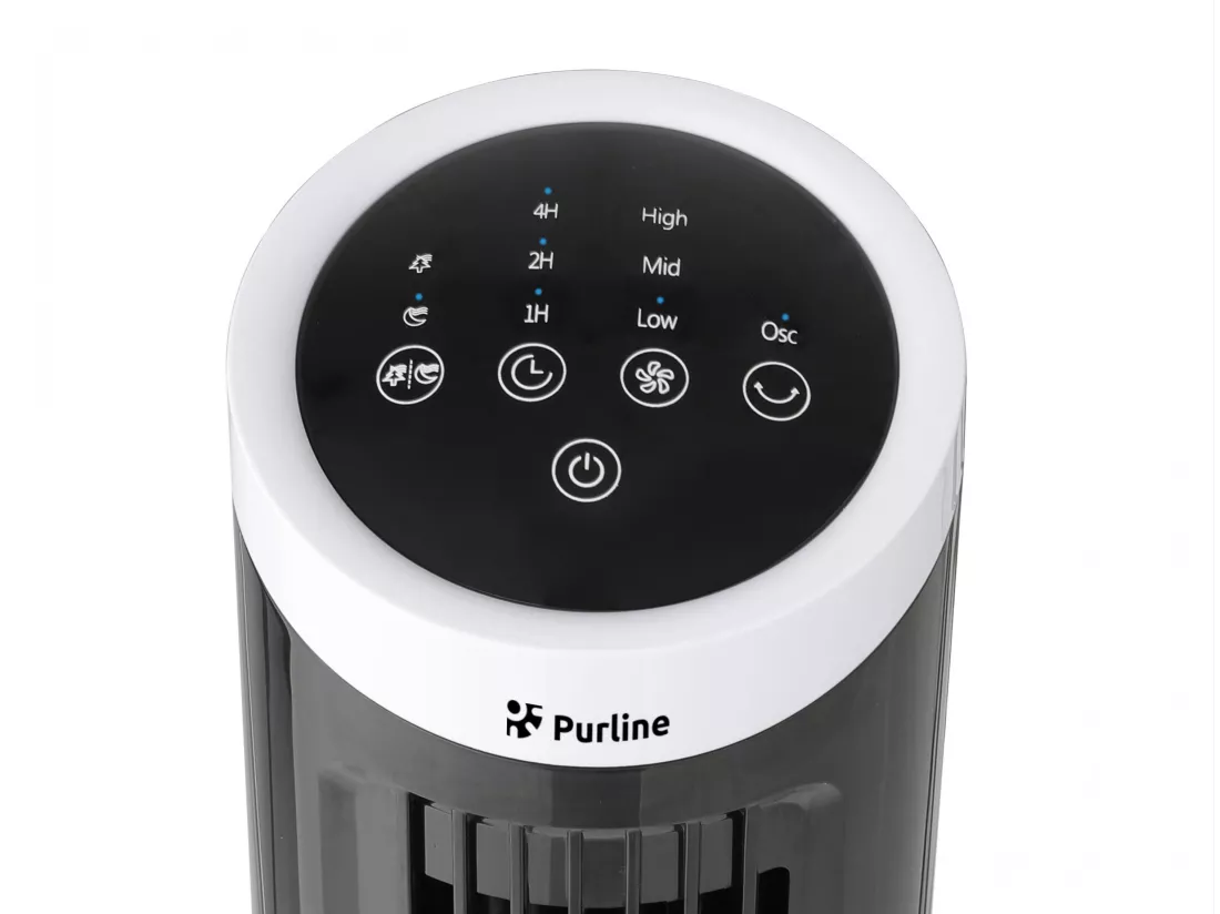 Ventilateur tour compact rotatif noir