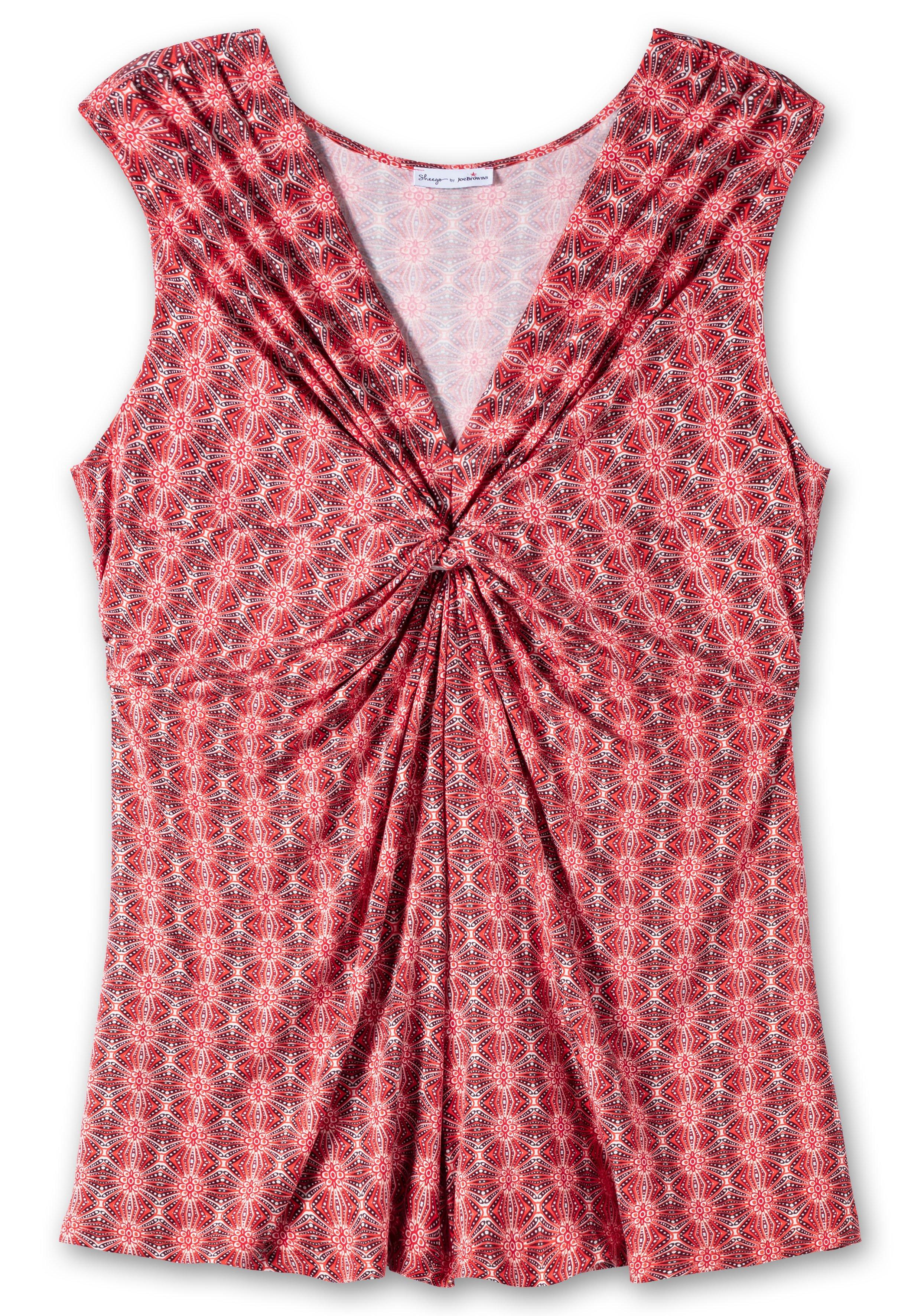 Longtop mit Ornamentmuster und Knotendetail