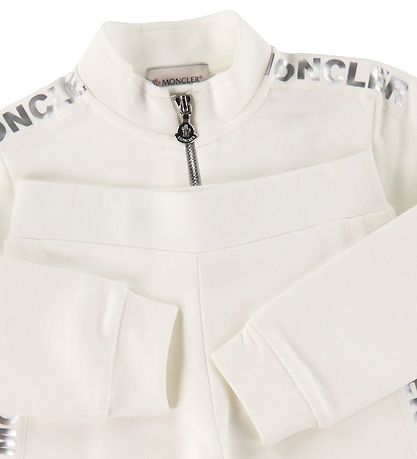 Moncler Sweats?t - Cardigan/Sweatpants - Hvid m. Sølv