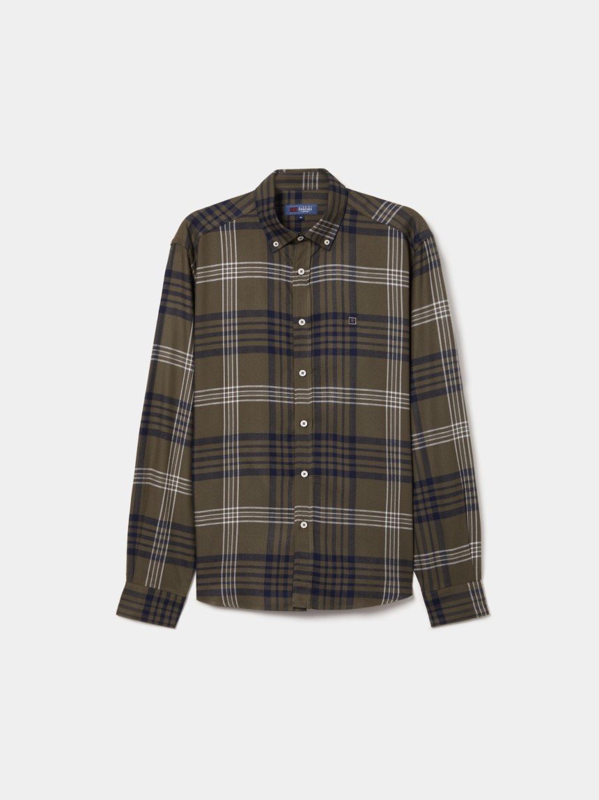 Camisa de manga comprida com padrão xadrez