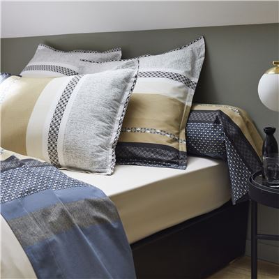 Linge de lit percale motif bandes géométriques