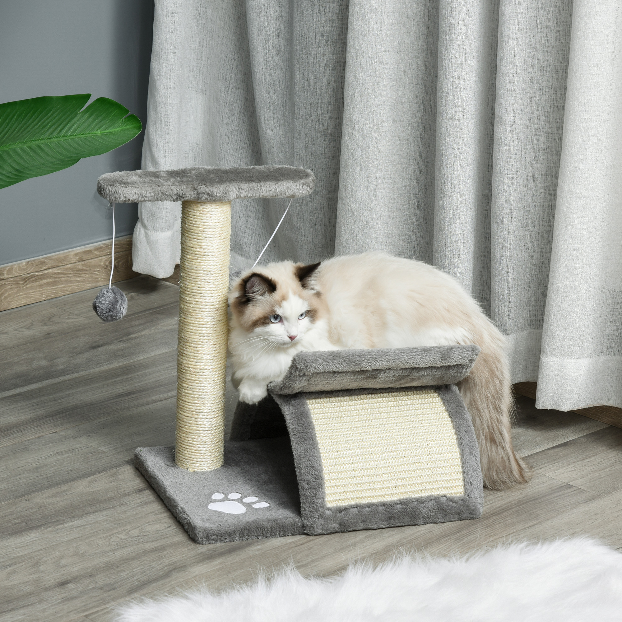 Árvore para gatos PawHut cinza