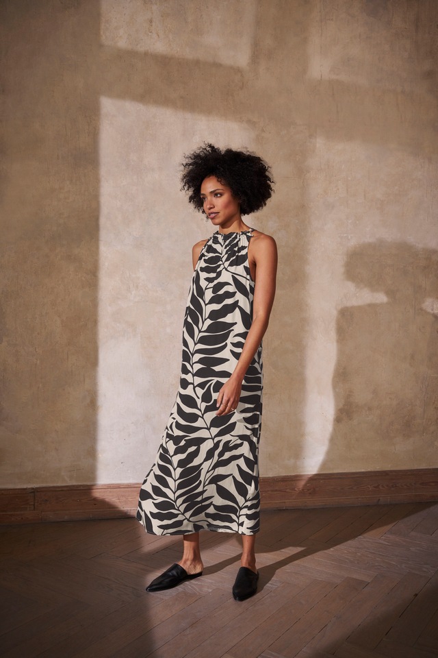 HECHTER PARIS Midikleid mit Allover-Print und Bindeband