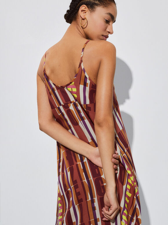 Vestido longo estampado - Multicolorido
