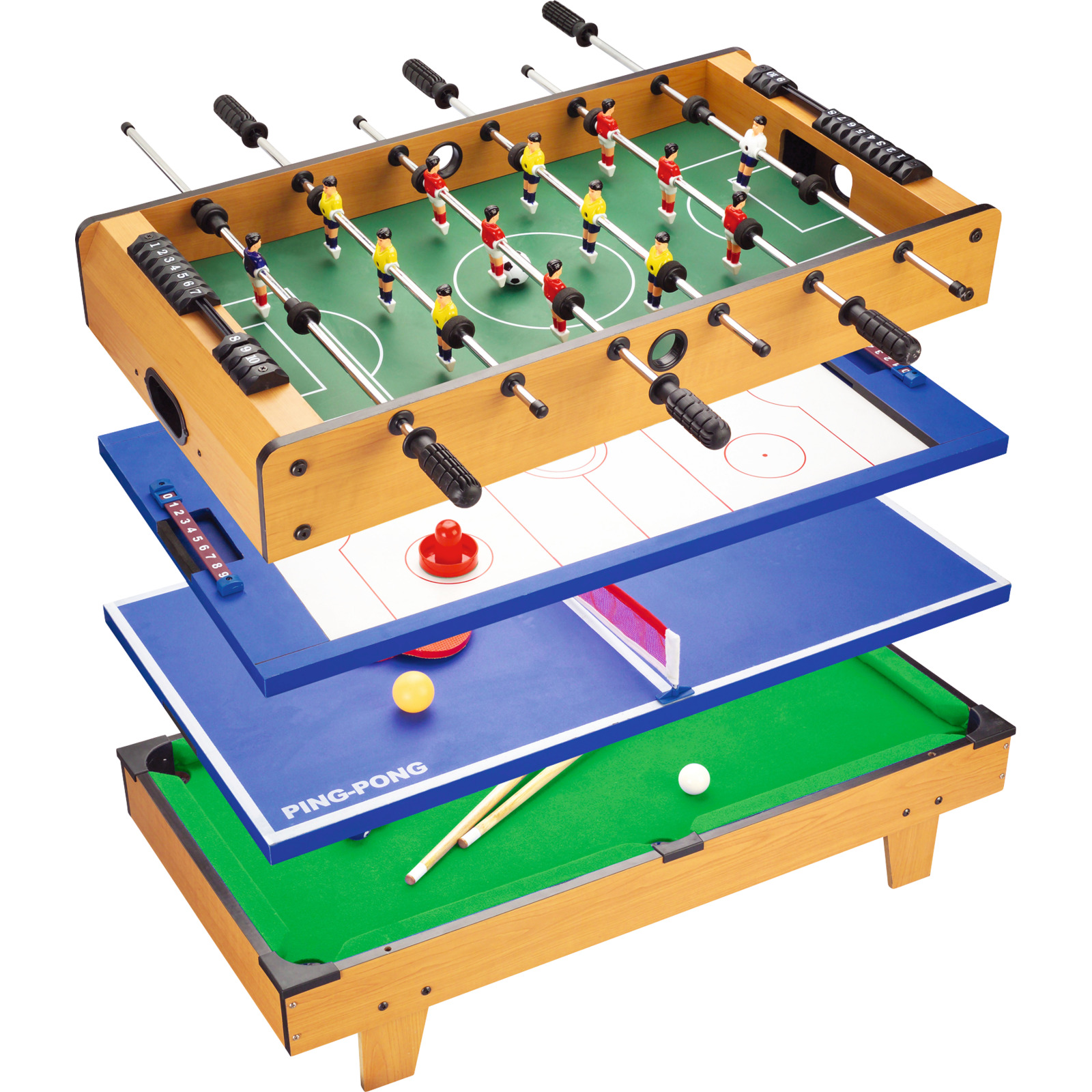 4in1 Fussball-, Hockey-, Pingpong- und Billiardtisch