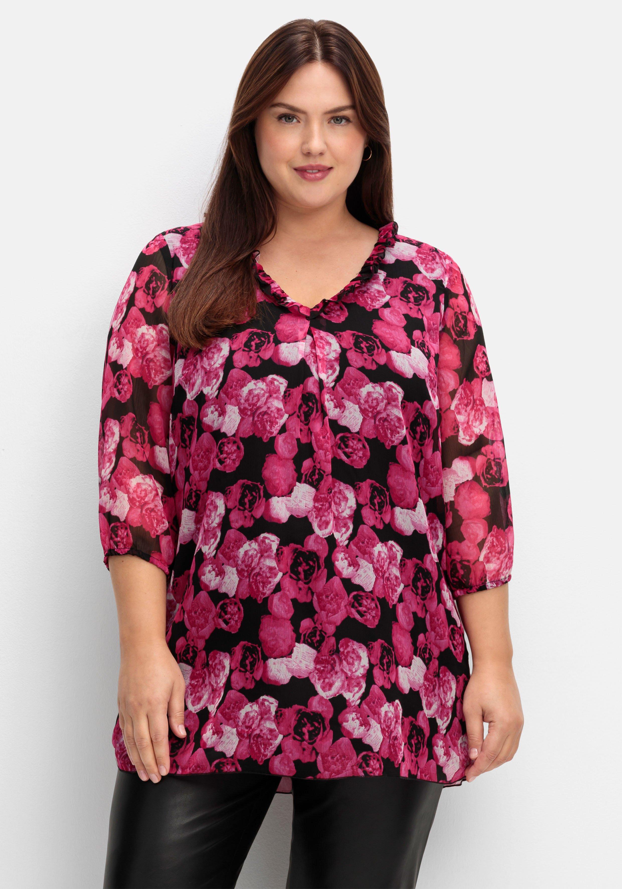 Chiffon-Tunika mit Blütenprint