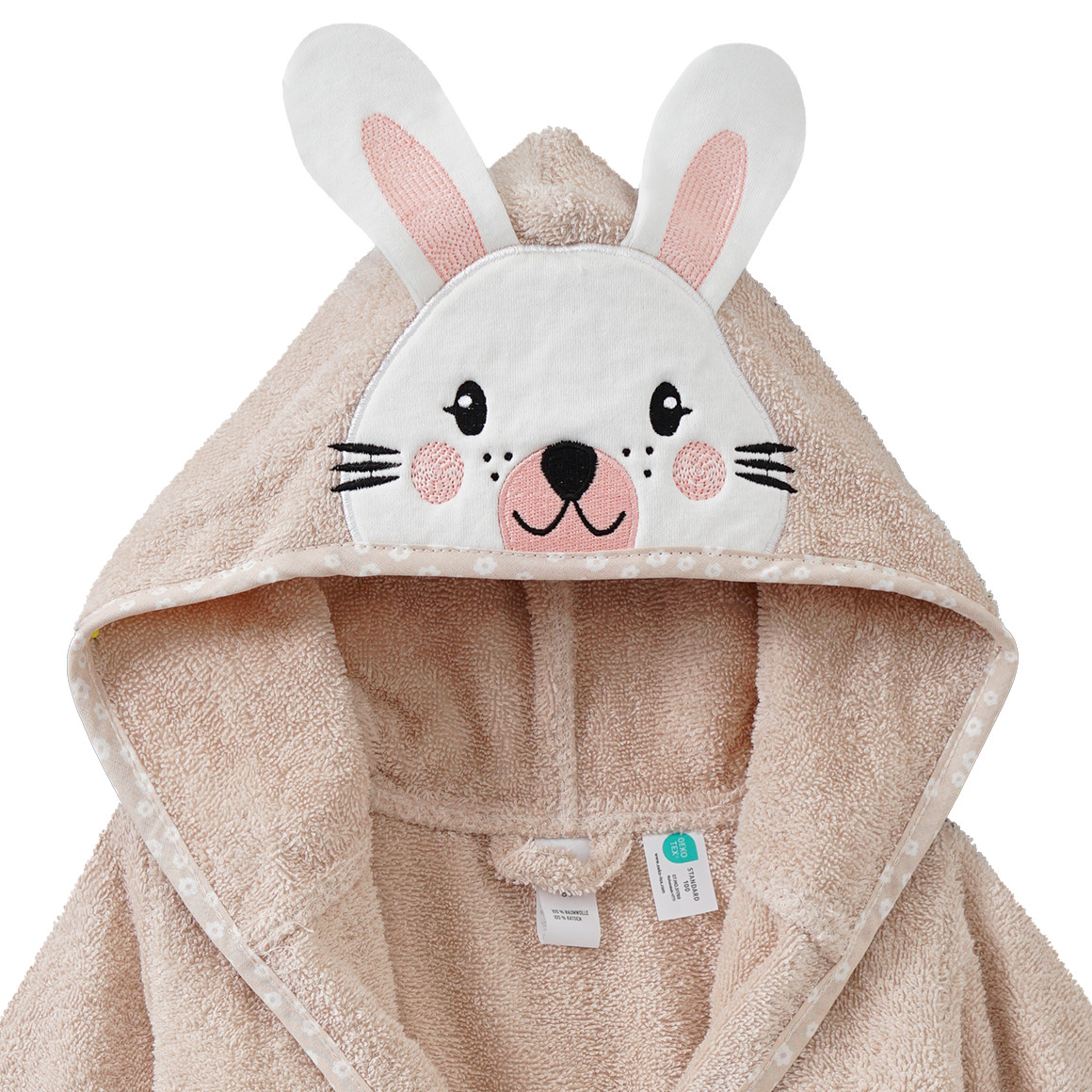 Topomini Baby Bademantel mit Hasen-Applikation beige