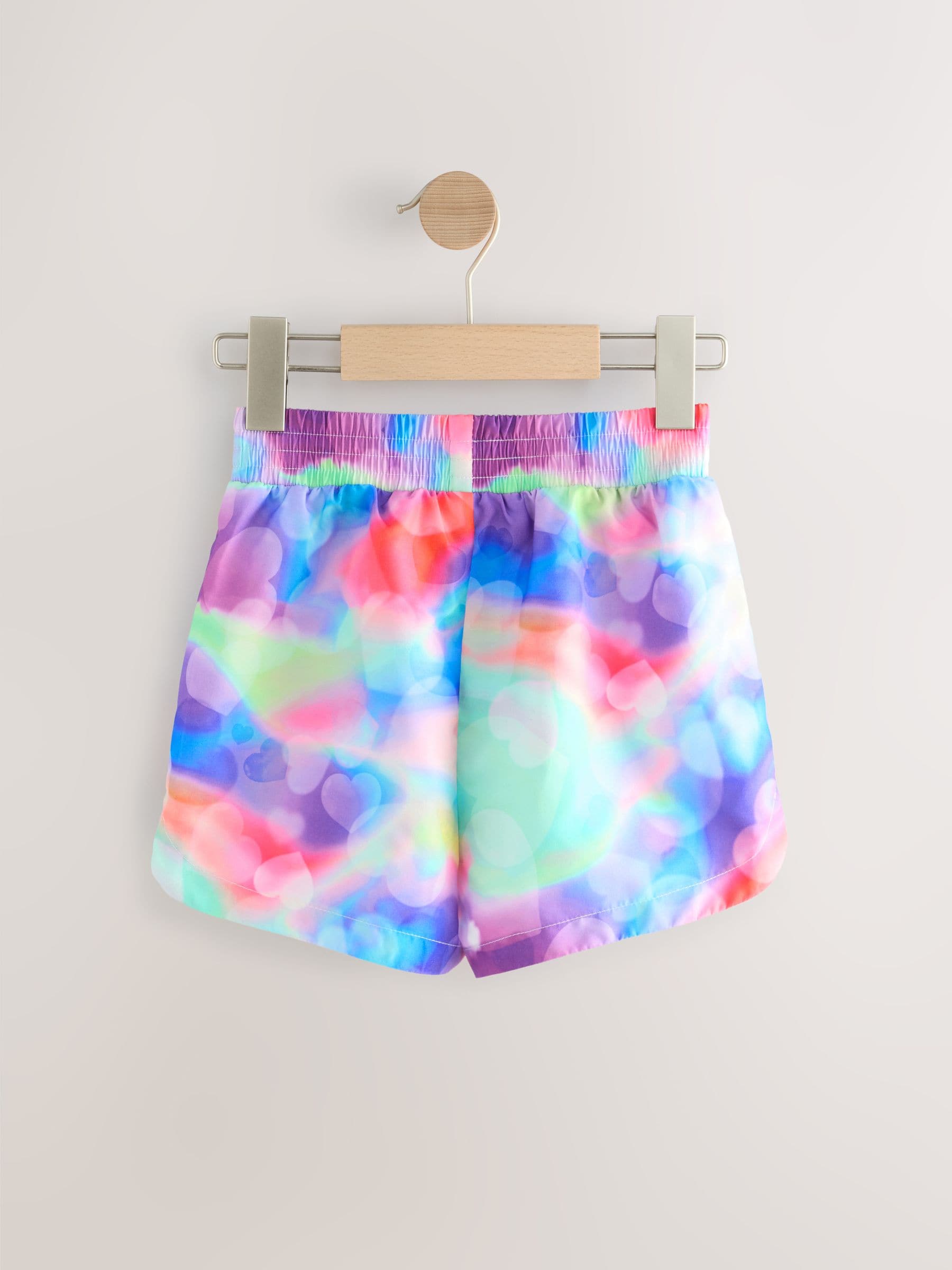 Regenboogkleurig hart - Strandshorts met print (3-16jr)