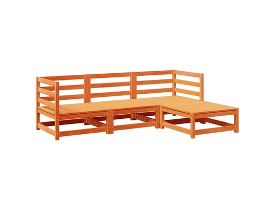 VIDAXL - Canapé Salon de jardin 4 pcs cire marron bois de pin massif