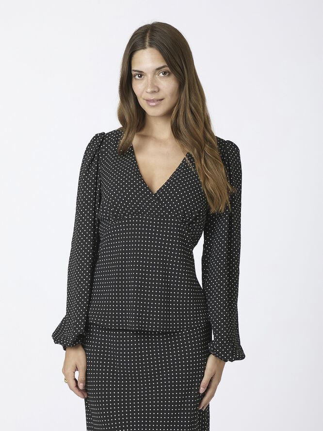 Neo Noir Jane Dot Blouse Black