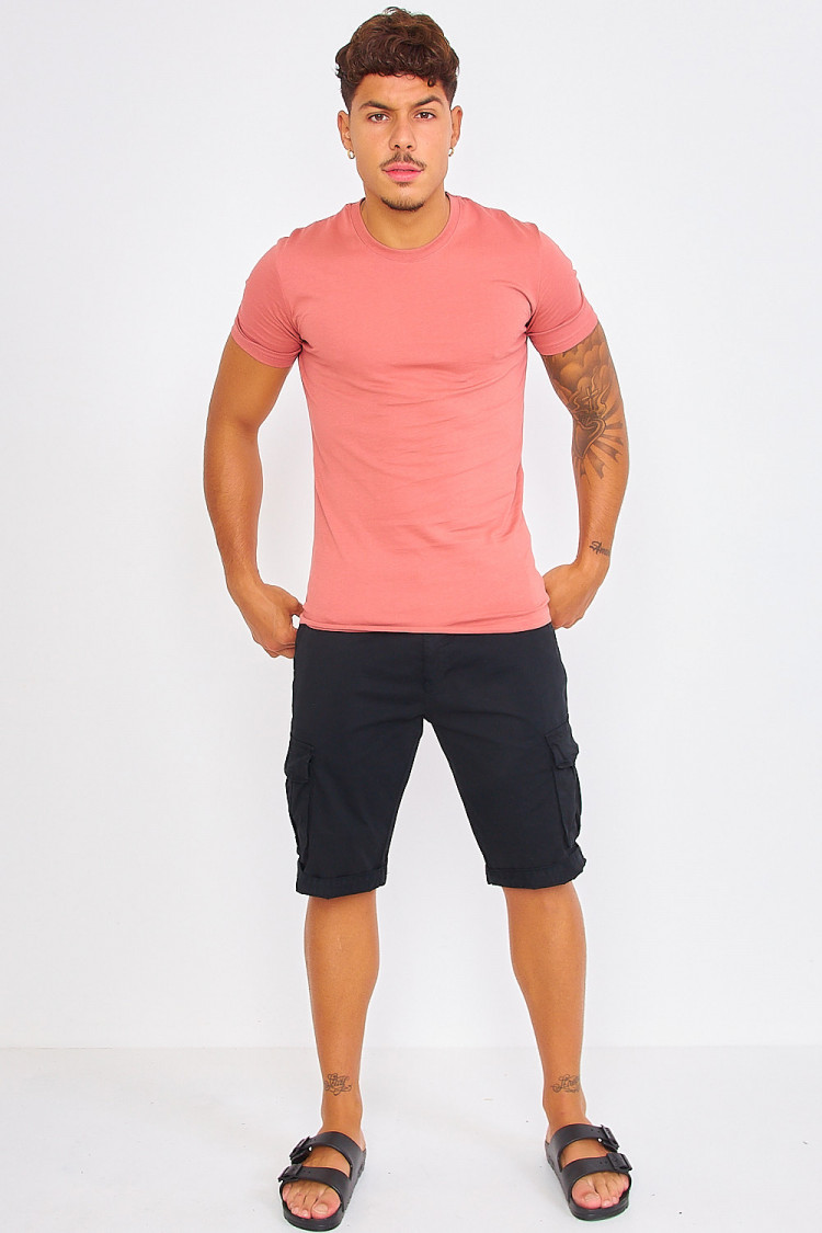 T-shirt corail uni manches courtes
