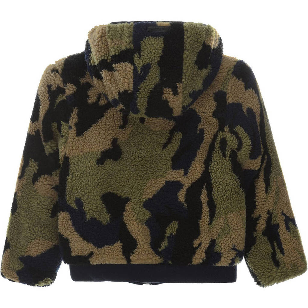 Perfectreversible gewatteerde winterjas Irvin met camouflageprint donkerblauw/groen