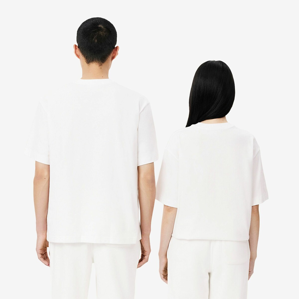 LACOSTE<br>Camiseta folgada em algodão grosso com logotipo bordado