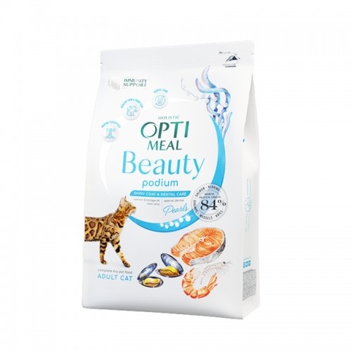 Ração Optimeal Beauty Podium Shiny Coat and Dental Health Marine Cocktail para gatos