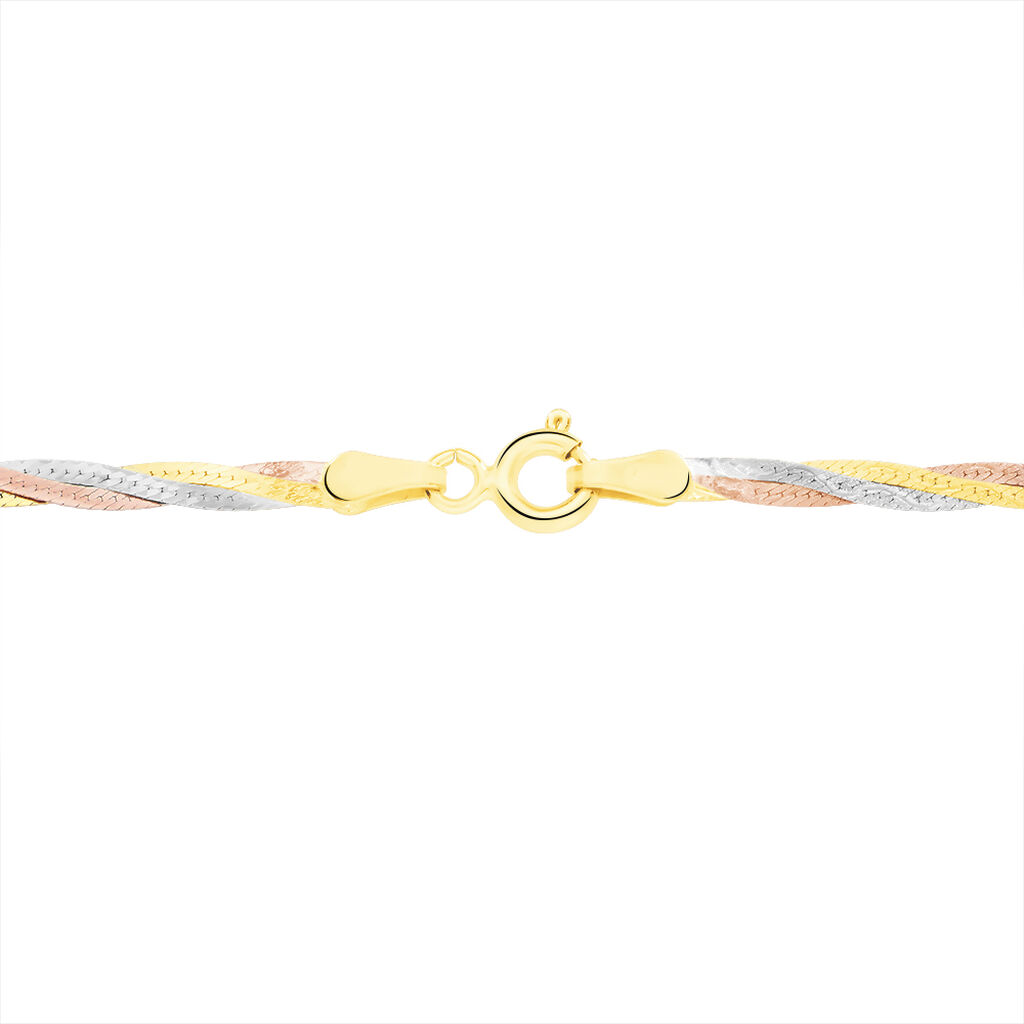 Collier Jasmin Tresse 3 Fils Or Tricolore