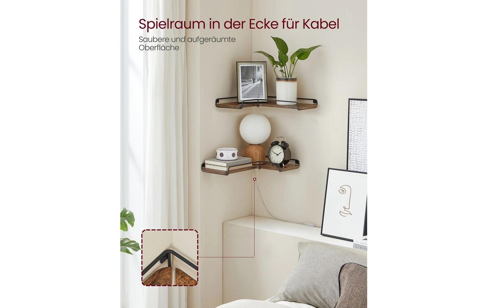 Wandregal in L-Form 40 cm x 29 cm, Braun/SchwarzEckregal
