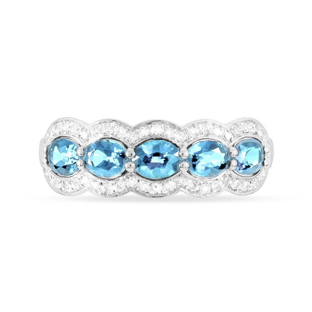 Bague Margaux Or Blanc Topaze Et Diamant