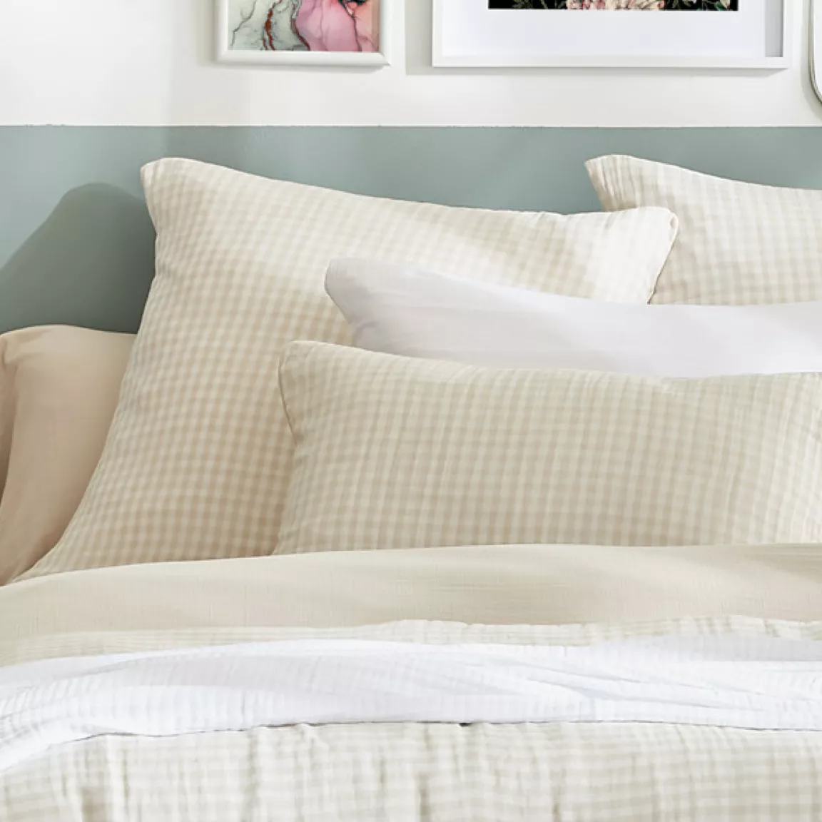 Taie d'oreiller carrée gaze de coton (60 x 60 cm) Vickie Beige