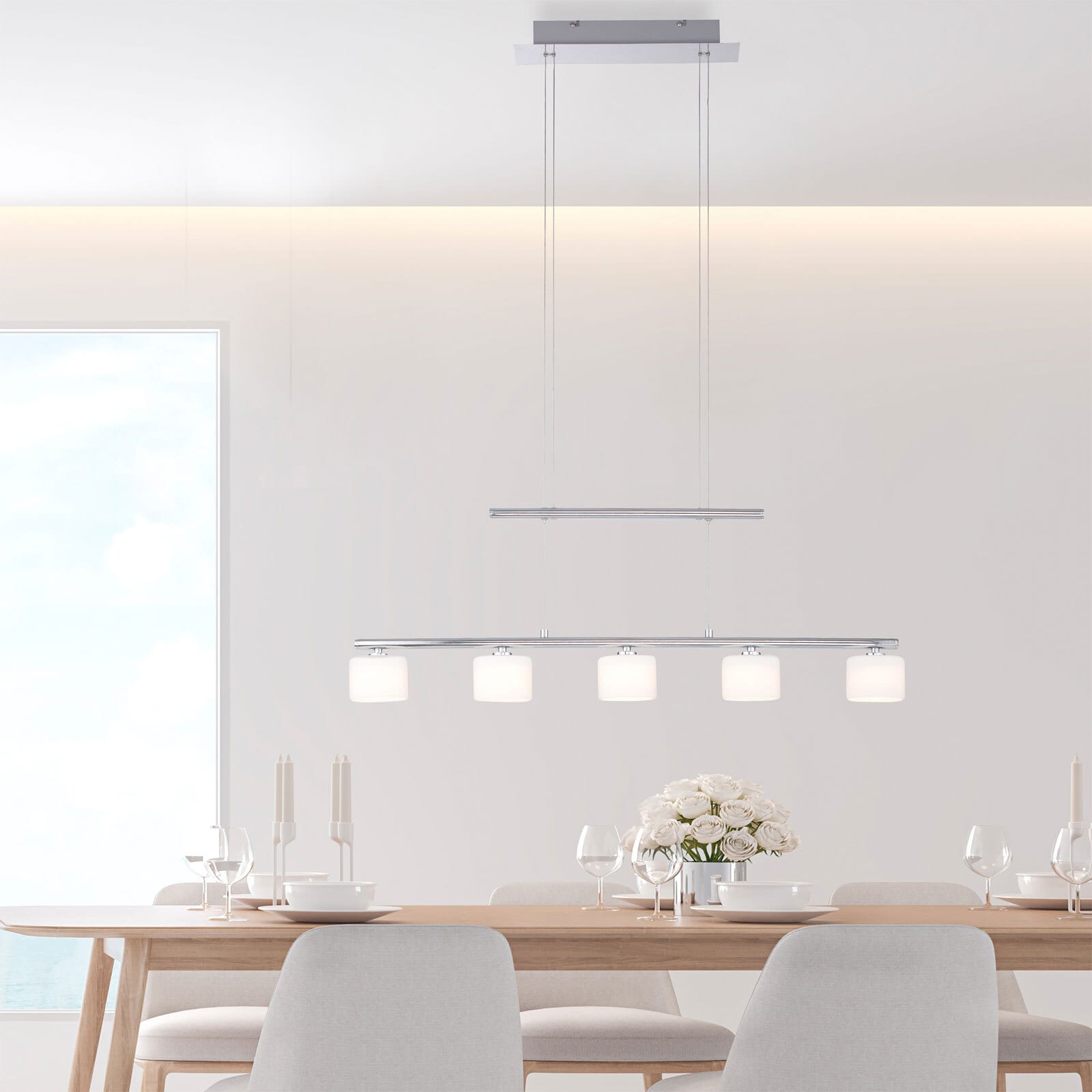 Paul Neuhaus LED Pendelleuchte HYDRA 5-flg stahlfarbig
