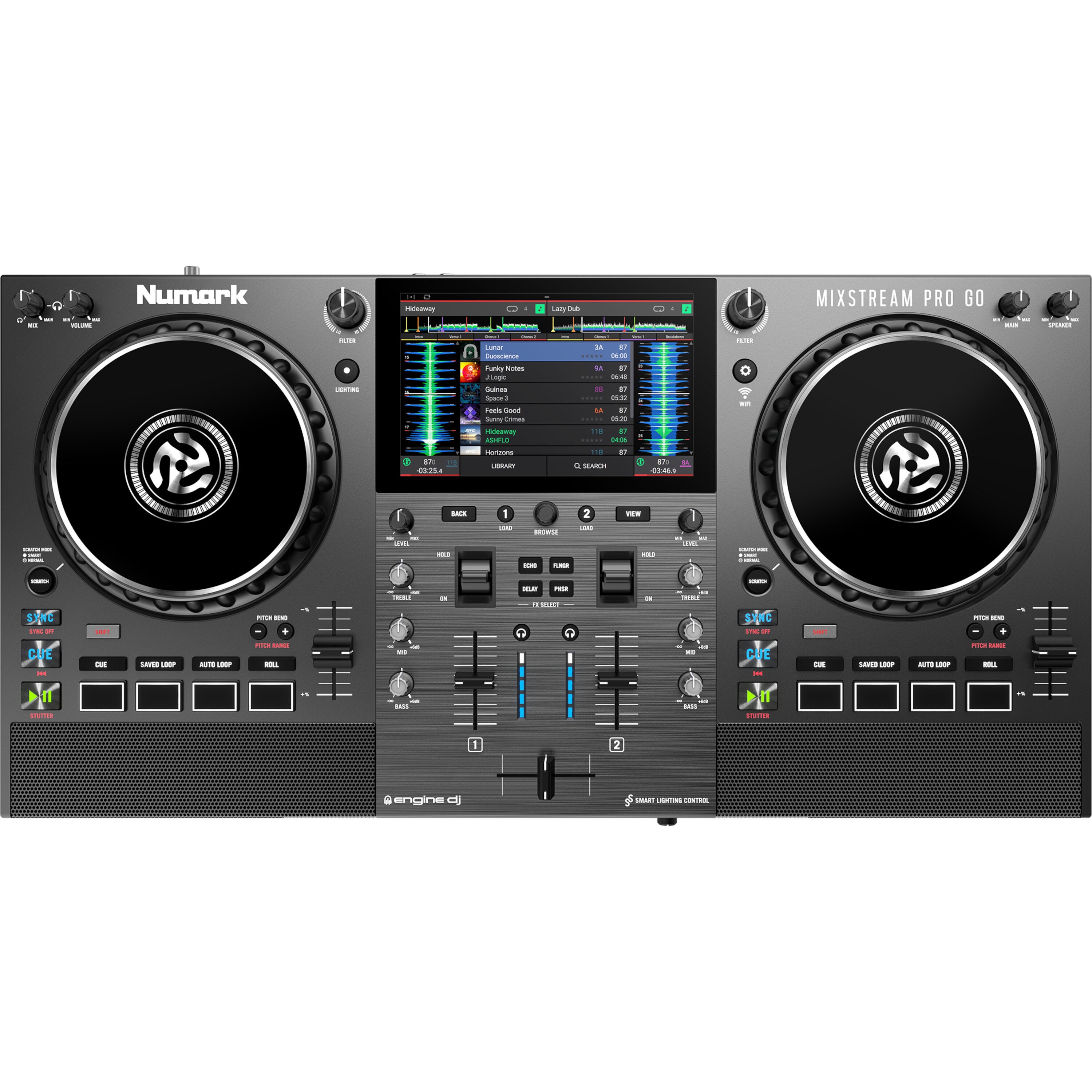 Numark Mixstream Pro Go standalone DJ-controller met ingebouwde accu
