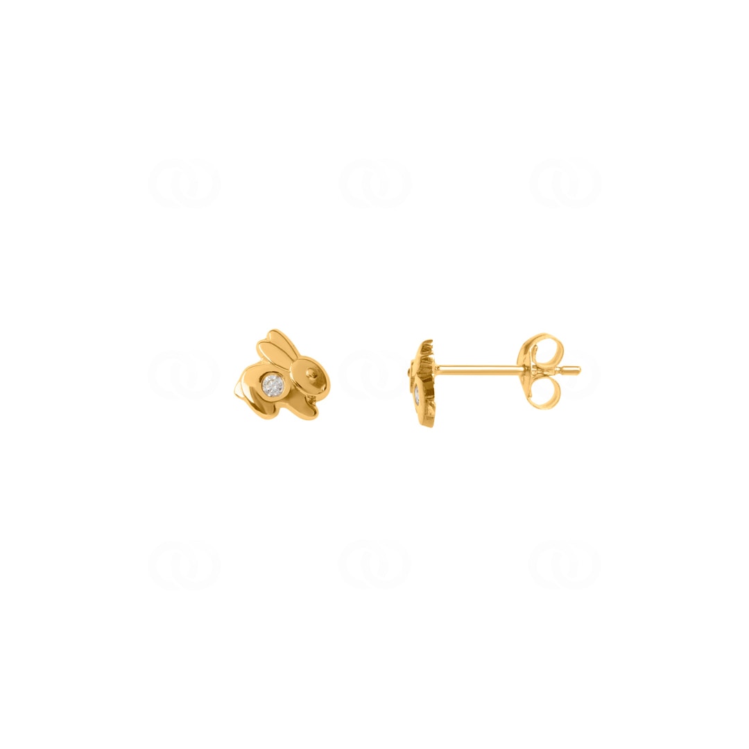 Ohrstecker 750/18 K Gelbgold Hase mit Zirkonia