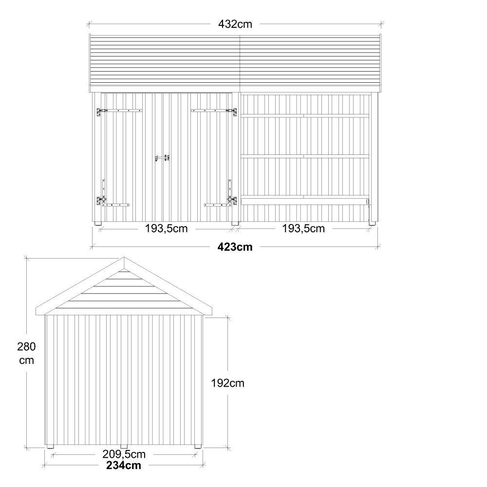 REDSKAPSBOD PLUS CLASSIC MULTI DOBBELDØR UBEHANDLET 2 10M²