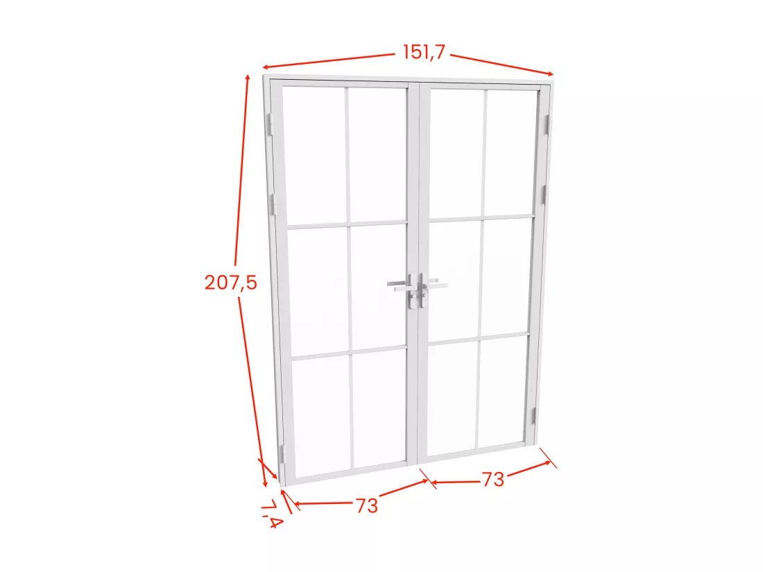 Bloc porte réversible à deux battants en aluminium et verre trempé - Blanc - 2 x H204 x L73 cm - SEROTO