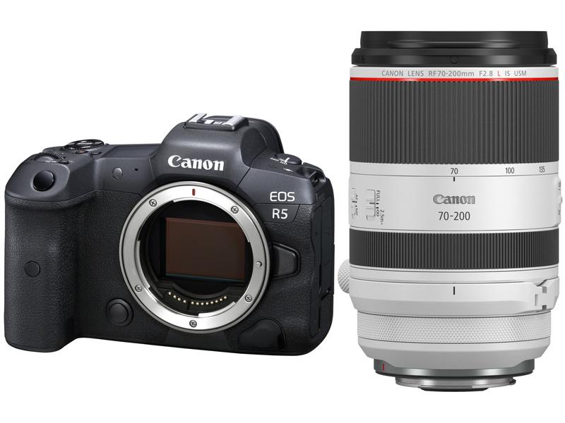 Canon Fotokamera EOS R5 Kit 70-200 Professionelle spiegellose Systemkamera mit Vollformatsensor und zusätzlichem Zoomobjektiv