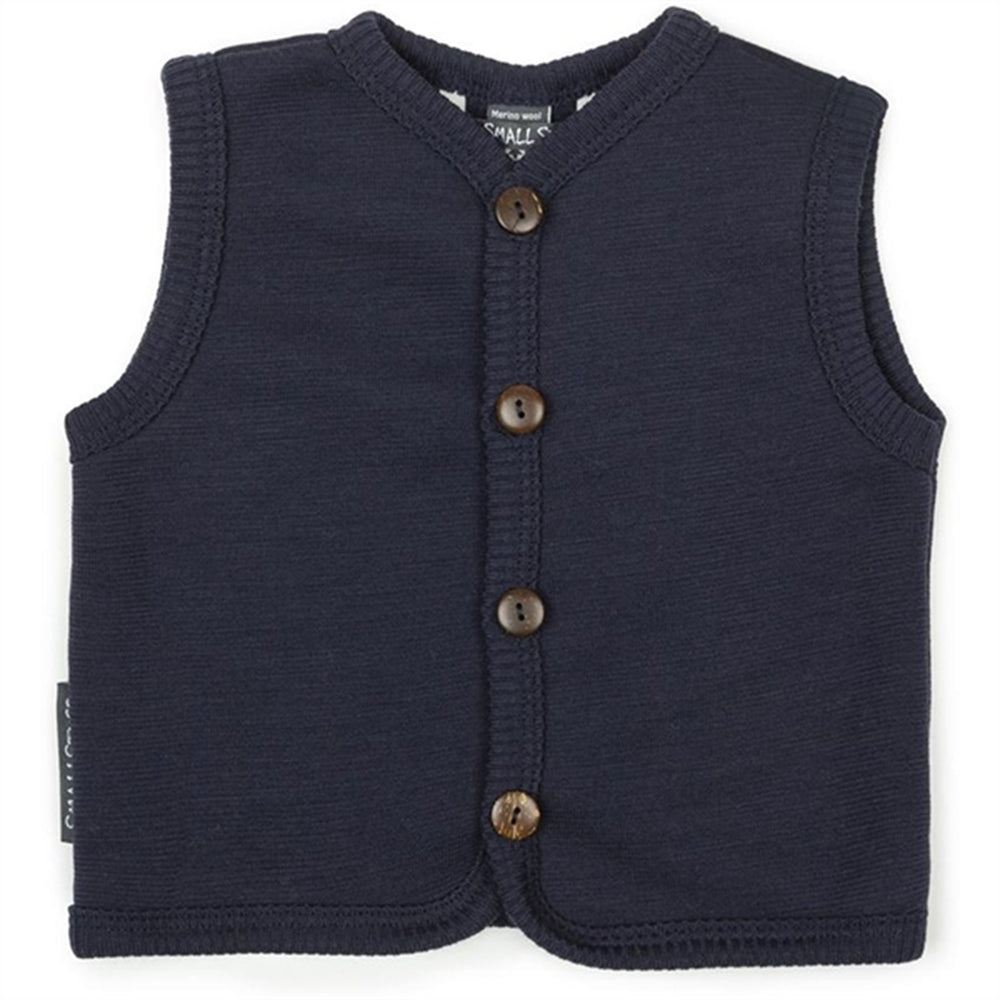Uld Vest med Knapper Navy - Smallstuff