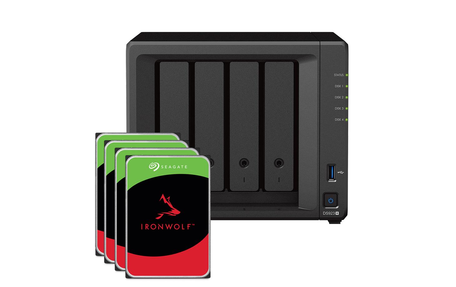 NAS Diskstation DS923+ 4-bay Seagate Ironwolf 32 TB<br>Leistungsstarker NAS mit vier Einschüben
