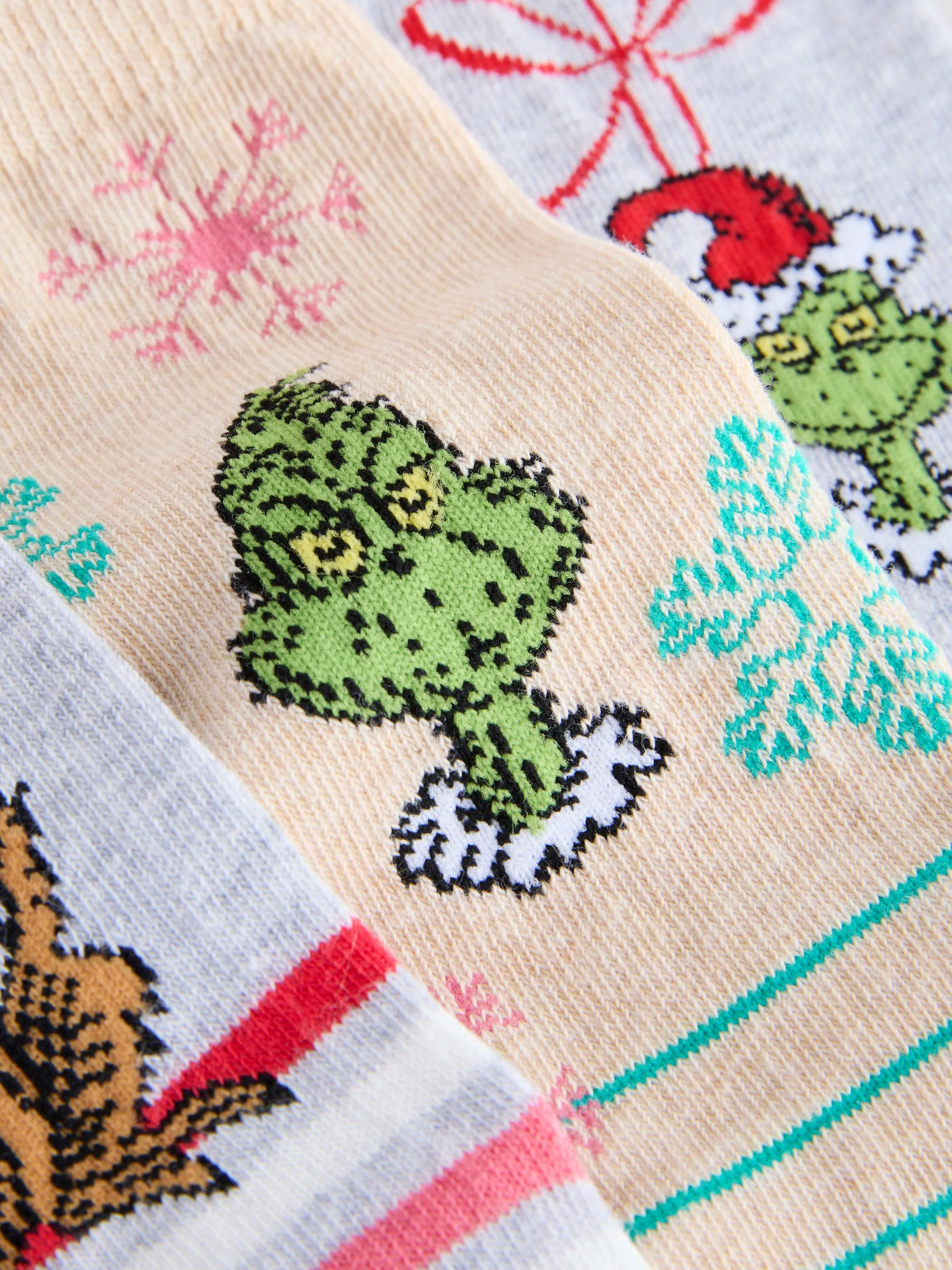 Grinch License - 4 paar enkelsokken met kerstmotief