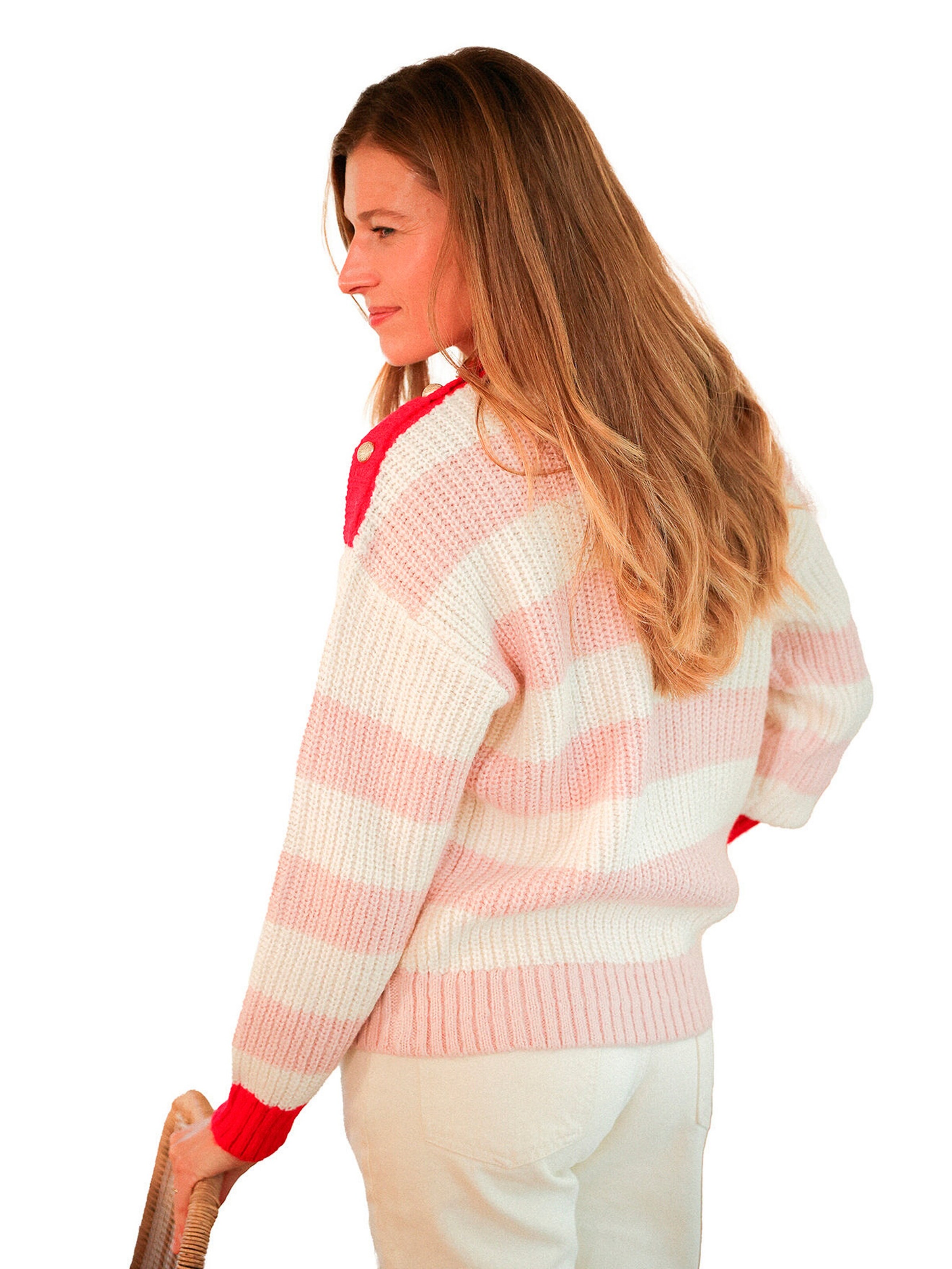 Vertbaudet Damen Pullover Mama-Tochter-Capsule STREIFENLIEBE rosa gestreift