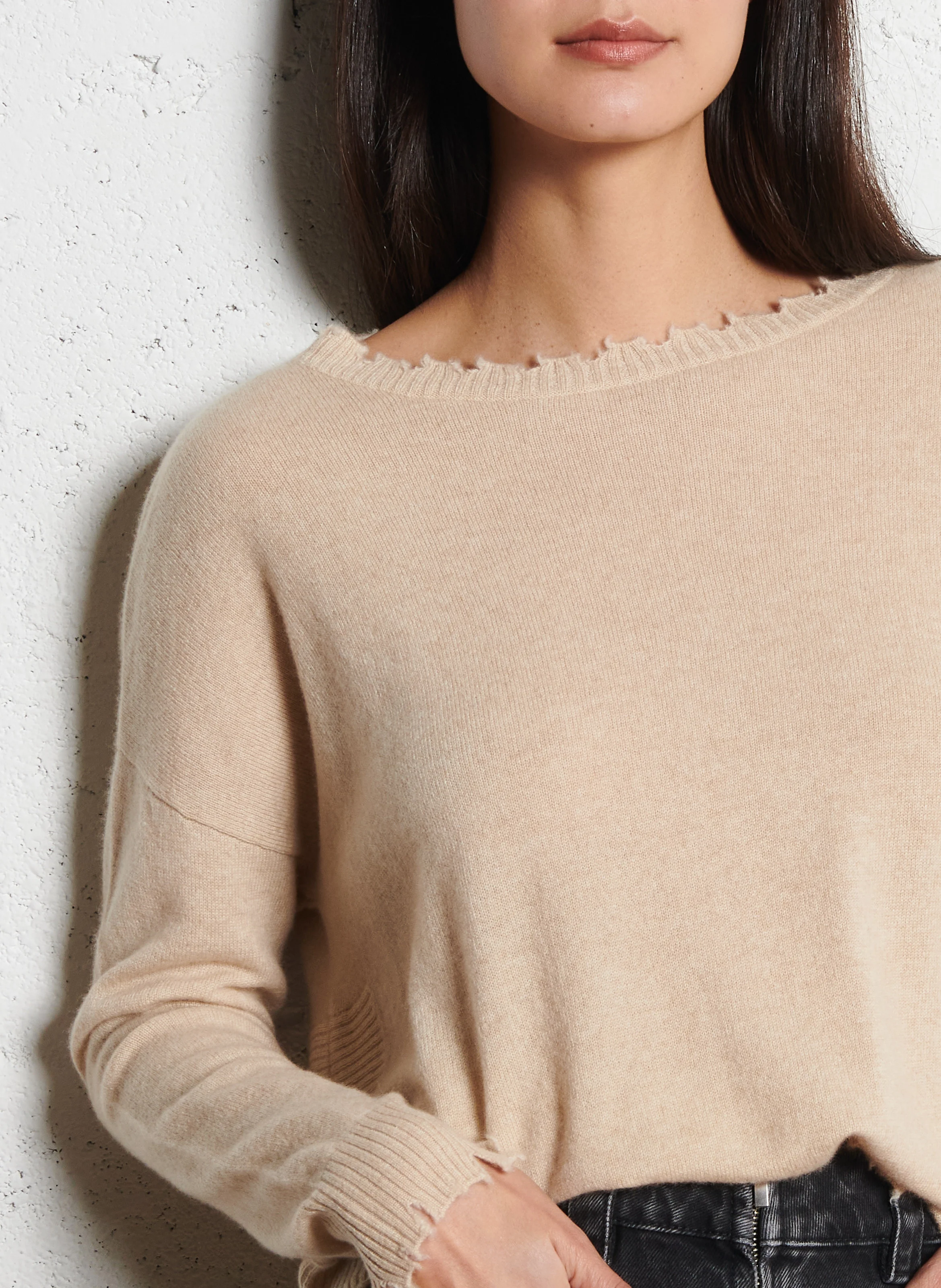 MELA - Pull oversize en cachemire maillé | Beige