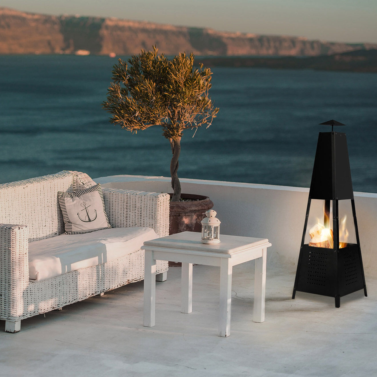 Pratik Garden Brasero Pyramide noir - 30x30x100 cm