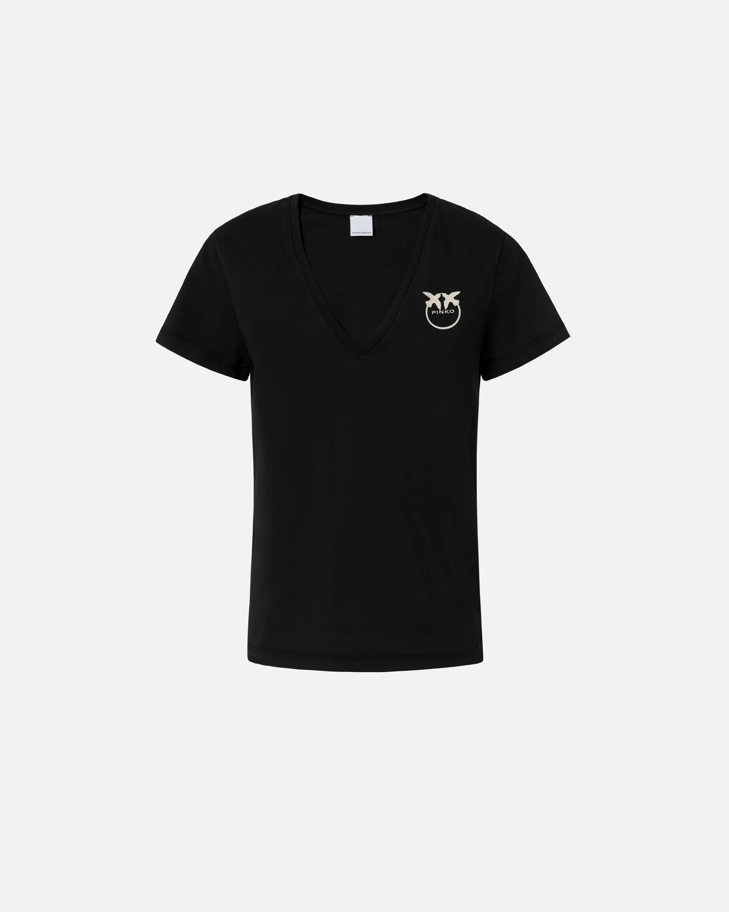 T-shirt col v à logo imprimé | Noir