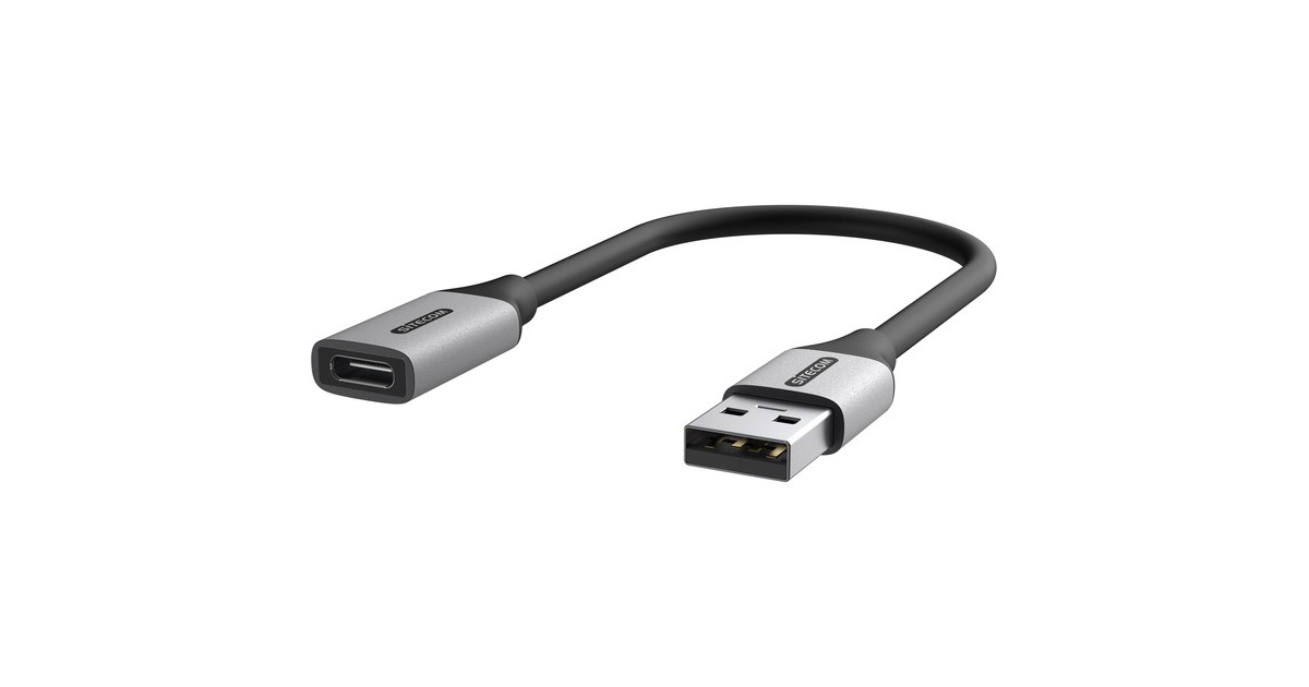 SitecomUSB-A naar USB-C adapter met kabel  (Grijs/zwart, 0,15 meter)