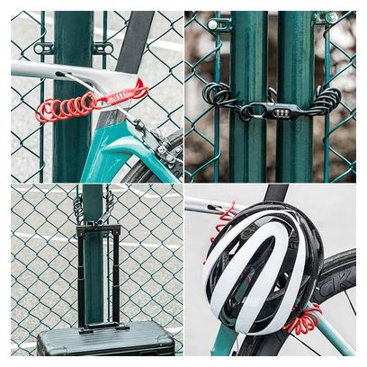 Cadenas à code avec câble à ressort Antivol en acier - noir