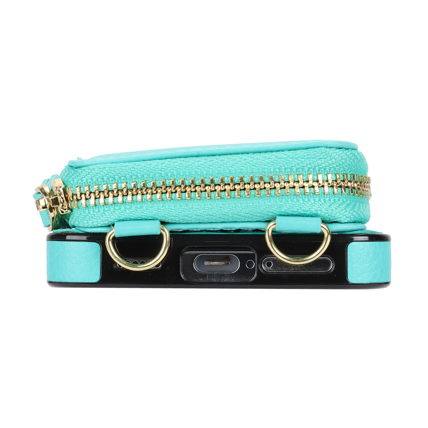 Samsung Galaxy S24  Plus Necklace Leder Schutz Hülle mit Kartenfächer   Handykette (140cm) - Türkis