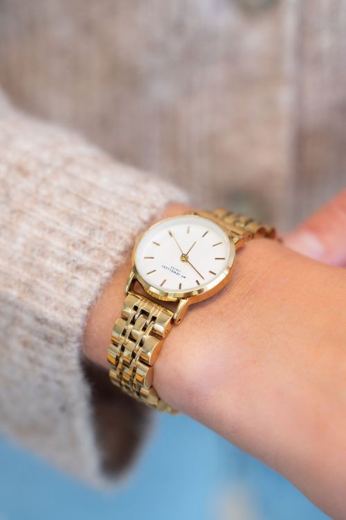 Rond horloge met schakels & witte wijzerplaat