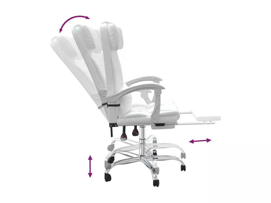 Fauteuil de massage inclinable de bureau Blanc Similicuir