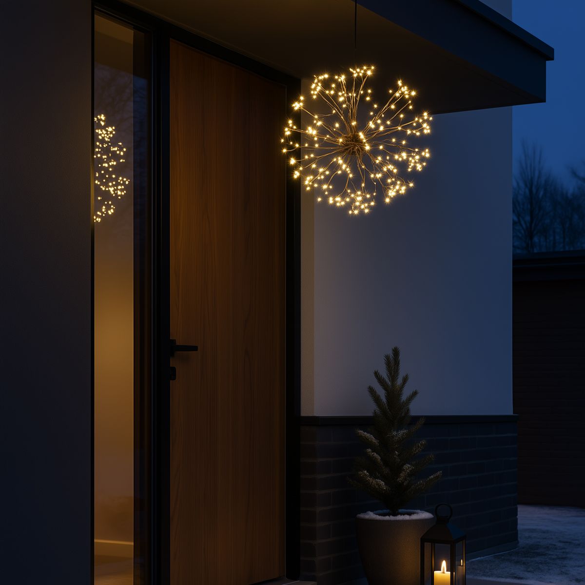 Kerst hanglamp bol zwart 40cm incl. LED met timer IP44 - Nobu