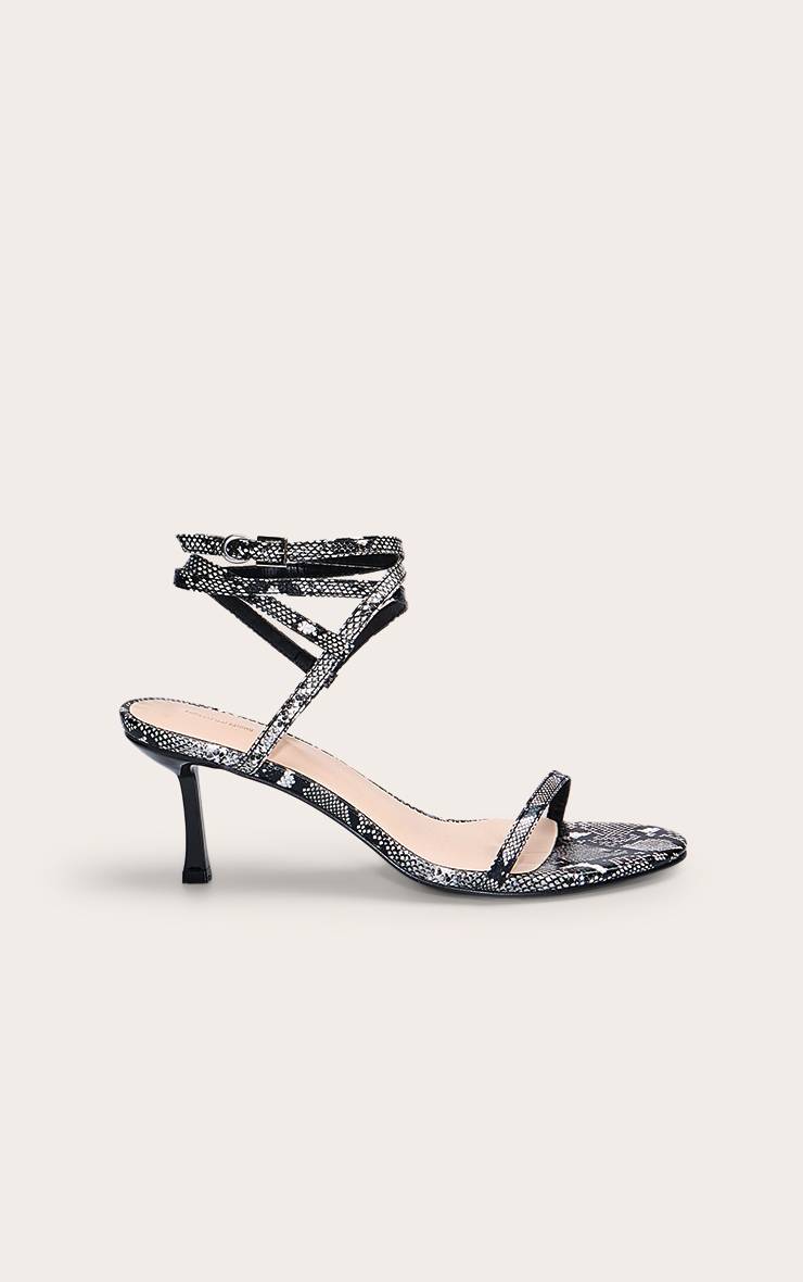 Snake Print Sandale À Talons Grise Imprimé Python Avec Brides