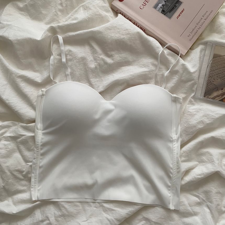 swnney - Sweetheart-halslijn, effen gewatteerde crop top met camisole