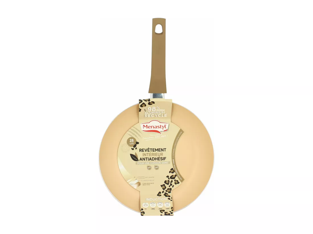 Menastyl - Poele Leopard 28cm En Aluminium Recycle Marron