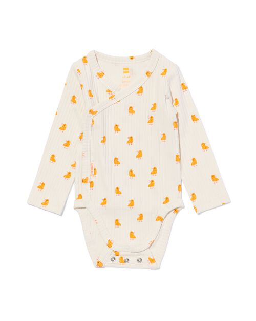 body croisé évolutif côtelé nouveau-né avec bambou stretch canetons blanc cassé