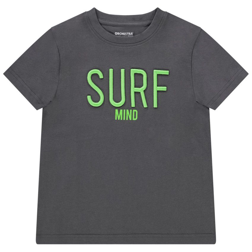 T-shirt manches courtes avec broderie 3D pour garçon - Gris foncé