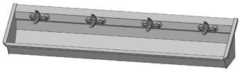 Intersan Sanilav muurwastrog m. 1-greeps mengkraan 300cm 5-personen RVS