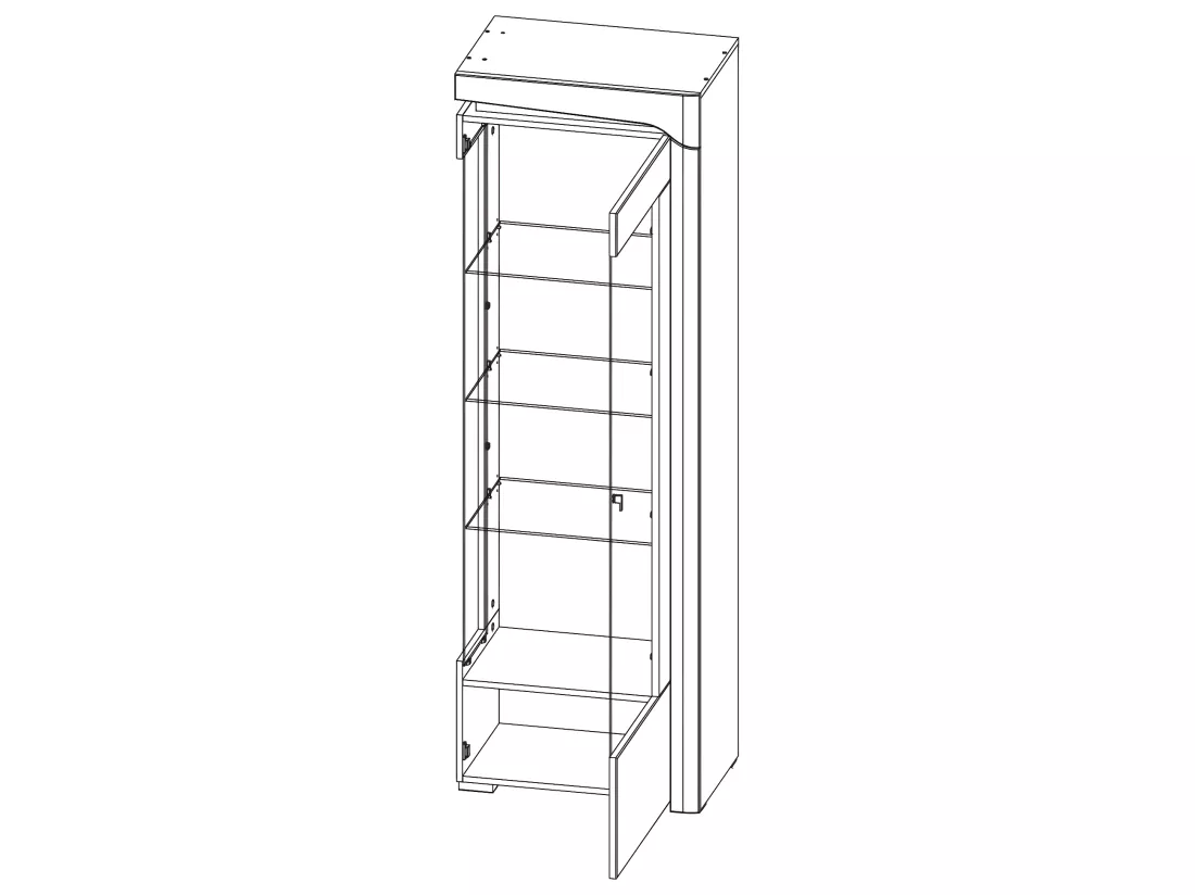 Vitrine 1 porte ouverture droite LED inclus Teo Blanc et Gris