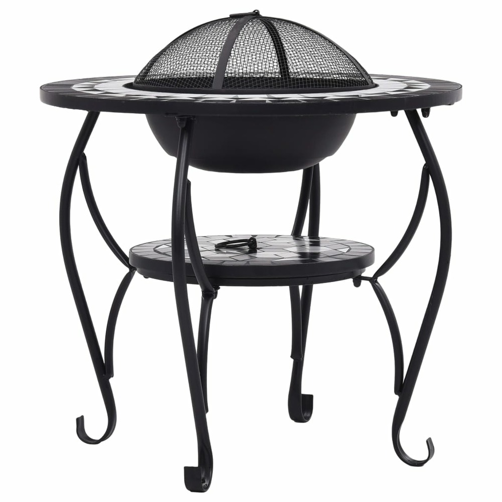 Table de foyer mosaïque noir et blanc 68 cm céramique