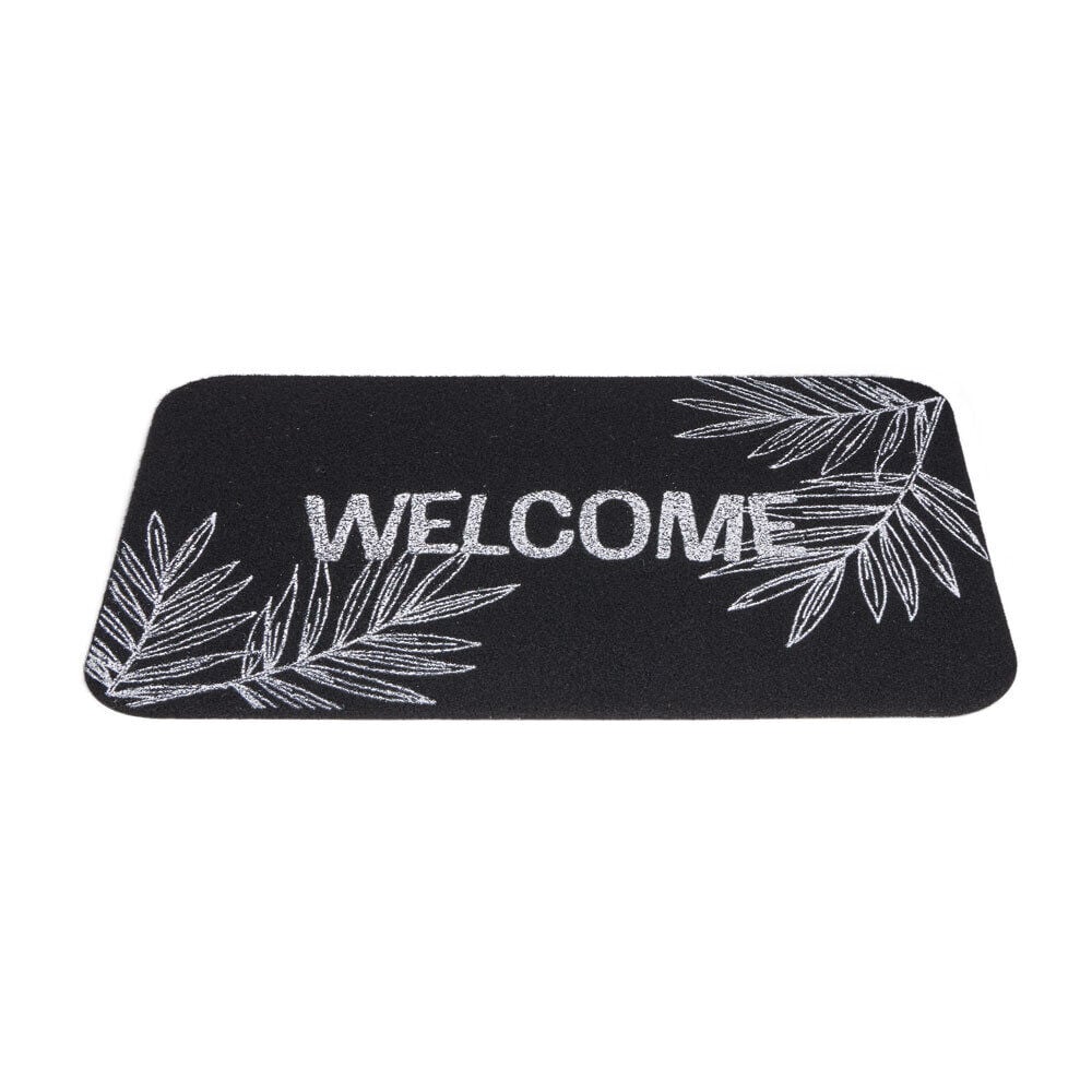 Tapis d'entrée extérieur 40x60cm Welcome feuillage noir et blanc